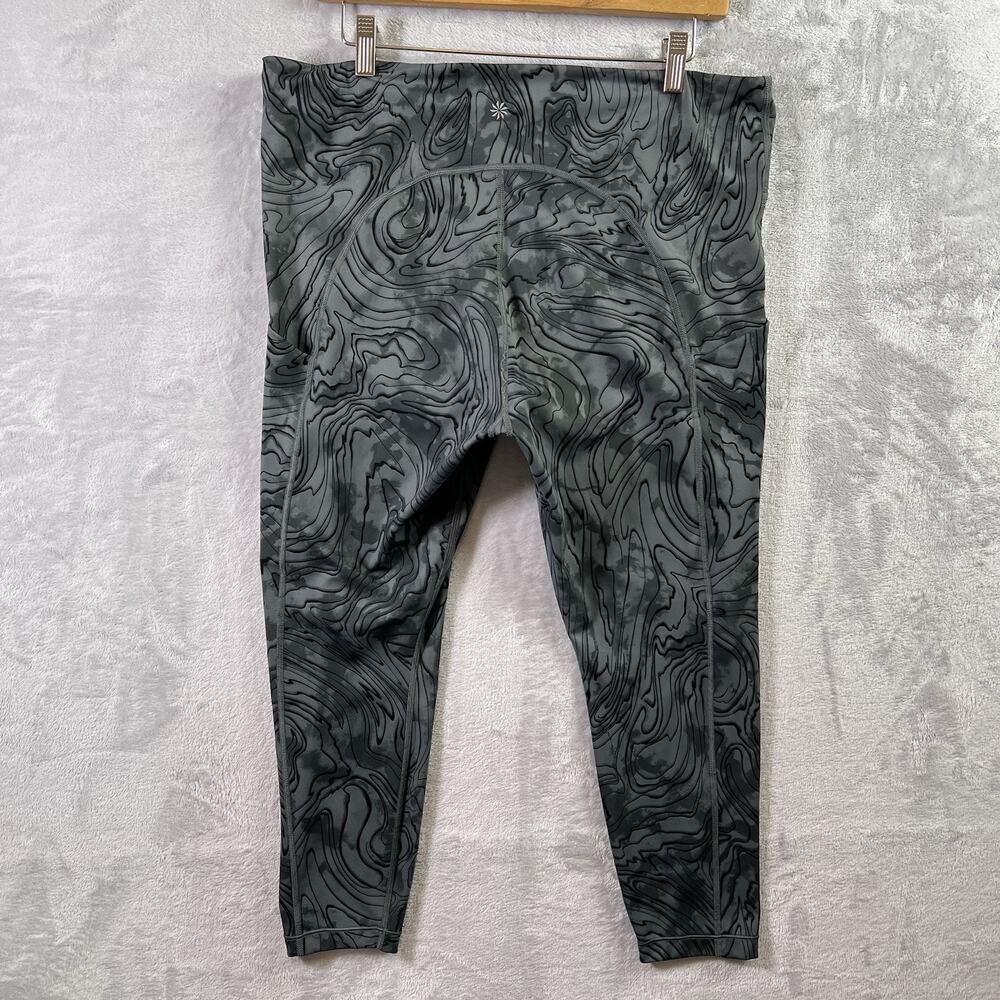 Athleta Ultimate Stash Pocket‎ Textured 7/8 Tight, Leggings Size XL Swirl Grey